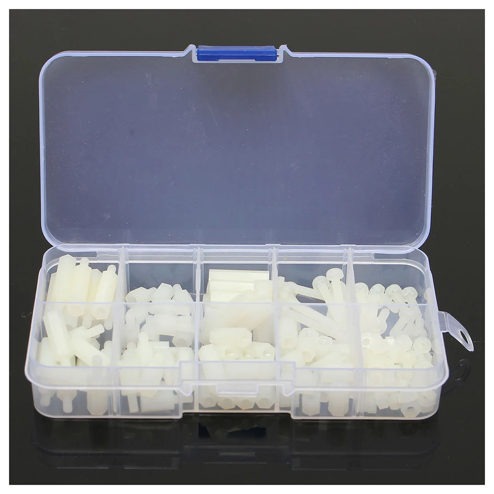 

HHTL-150Pcs M3 6-20mm Hex Spacers Nylon Screw Nut Washer Assortment Standoff Kit
