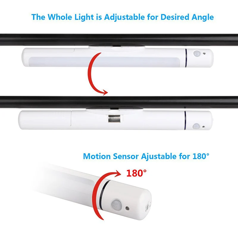 

LED Under Cabinet Light Battery Operated Rotatable Motion Sensor Lamp for Wardrobe Closet Kitchen --M25