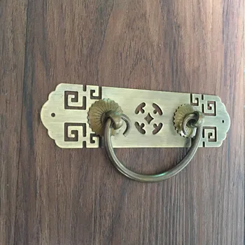 

Thickening! Chinese antique copper drawer desk cross handle furniture copper handle old bookcase wardrobe handle