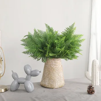 

35 Leaves Artificial Plastic Fern Plants Green Fern Grass Artificial Plants for Home Garden indoor Decoration Fake Grass Branch