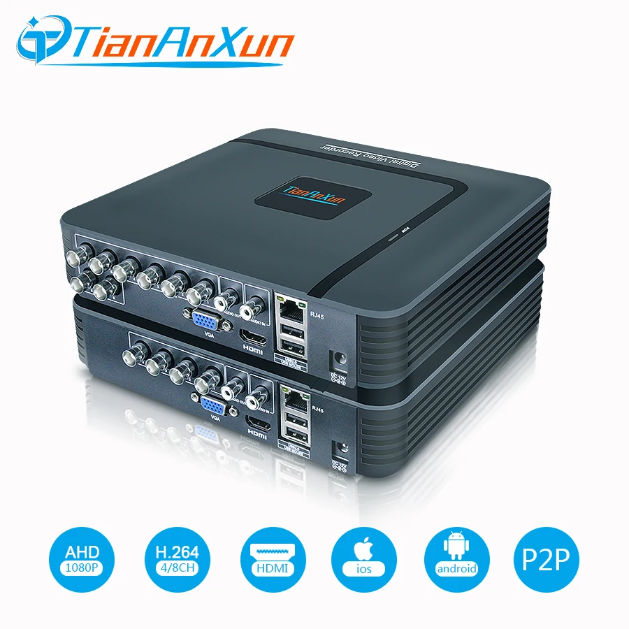 

TIANANXUN AHD DVR 1080N 4Ch 8Ch 5in1 For CCTV Kit VGA HDMI Security System 1080P IP Analog AHD monitoring Camera Video Recorder