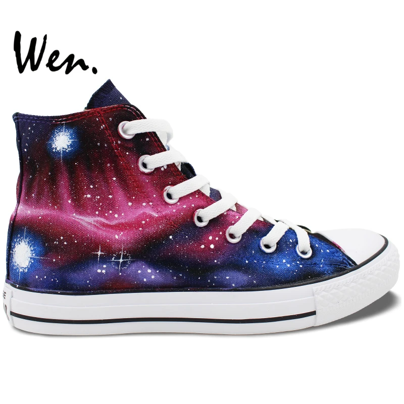 Wen オリジナルデザインの手描きの靴 ギャラクシー 星雲 クリスマスプレゼント用の高品質キャンバススニーカー High Canvas Sneakers Canvas Shoes Originalsneakers Designer Aliexpress