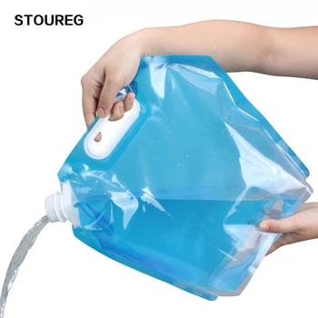 

5L/10L Foldable Water Bag Collapsible Camping Hiking Picnic Water Storage Lifting Bag Food Grade PE Hydration Bag