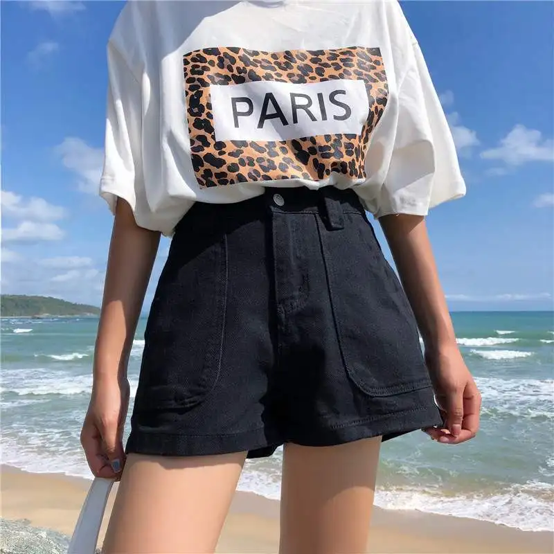 2019 летние новые Свободные Корейская Высокая талия шорты модные широкие джинсы однотонные джинсовые женские повседневные шорты YH197