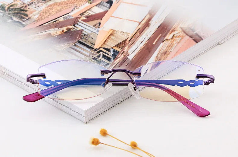 Diamond обрезки очки для чтения MS анти-синий излучения мода Безрамное пресбиопии gafas-де-lectura lentes де lectura mujer
