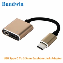 Bundwin Тип C до 3,5 мм разъем для наушников адаптер для huawei P20/mate 10/Pro Aux аудио наушников зарядное устройство кабель USB-C конвертер