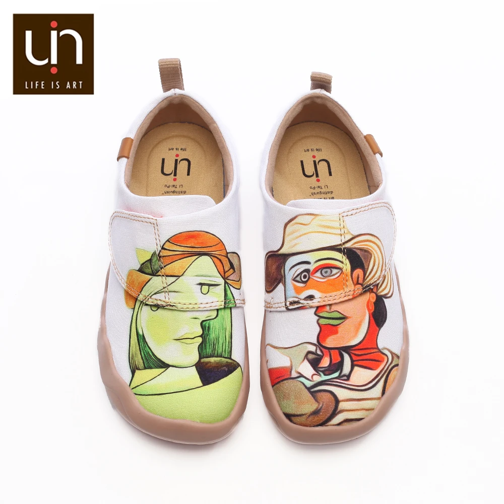 

UIN George & Susie Design Canvas Painted Shoes for Kids Hook & Loop Casual Flats Girls/Boys Outdoor Sneakers for Children