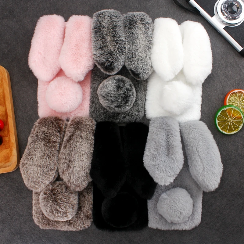 

Bunny Plush Case For Coque Huawei Honor V10 V20 Case Soft Silicon Furry Rabbit Cover For Huawei Honor 10 Lite P Smart 2019 Cases