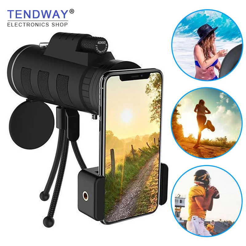 Tendway Phone Camera Lens Telescope for Moblie Zoom Lens for Smartphone Macro Lens for iPhone with Compass Phone Clip Tripod     (1)