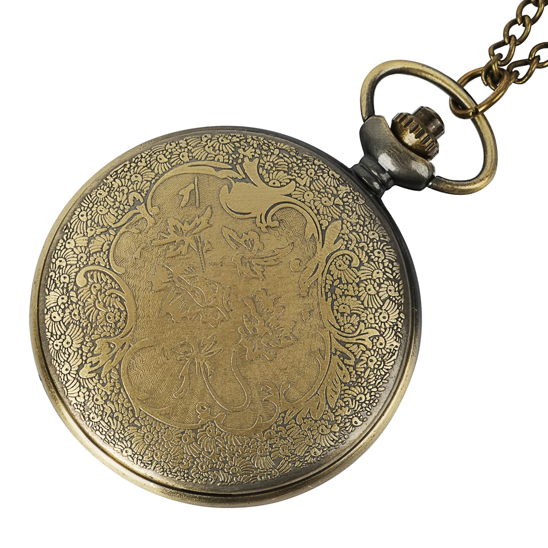 Anime Japan Fire Dragon Pocket Watch With Chain Antique Bronze Color Flip Fob Quartz Clock Necklace For Men Women Gift