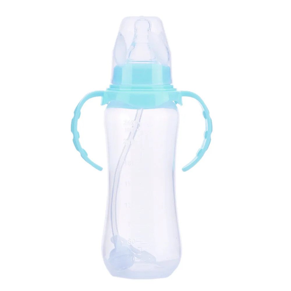 240 мл Детская Бутылочка для новорожденных детей, обучающая бутылочка с ручкой для питья, детские соломенные бутылки для сока и воды, тренировочная чашка