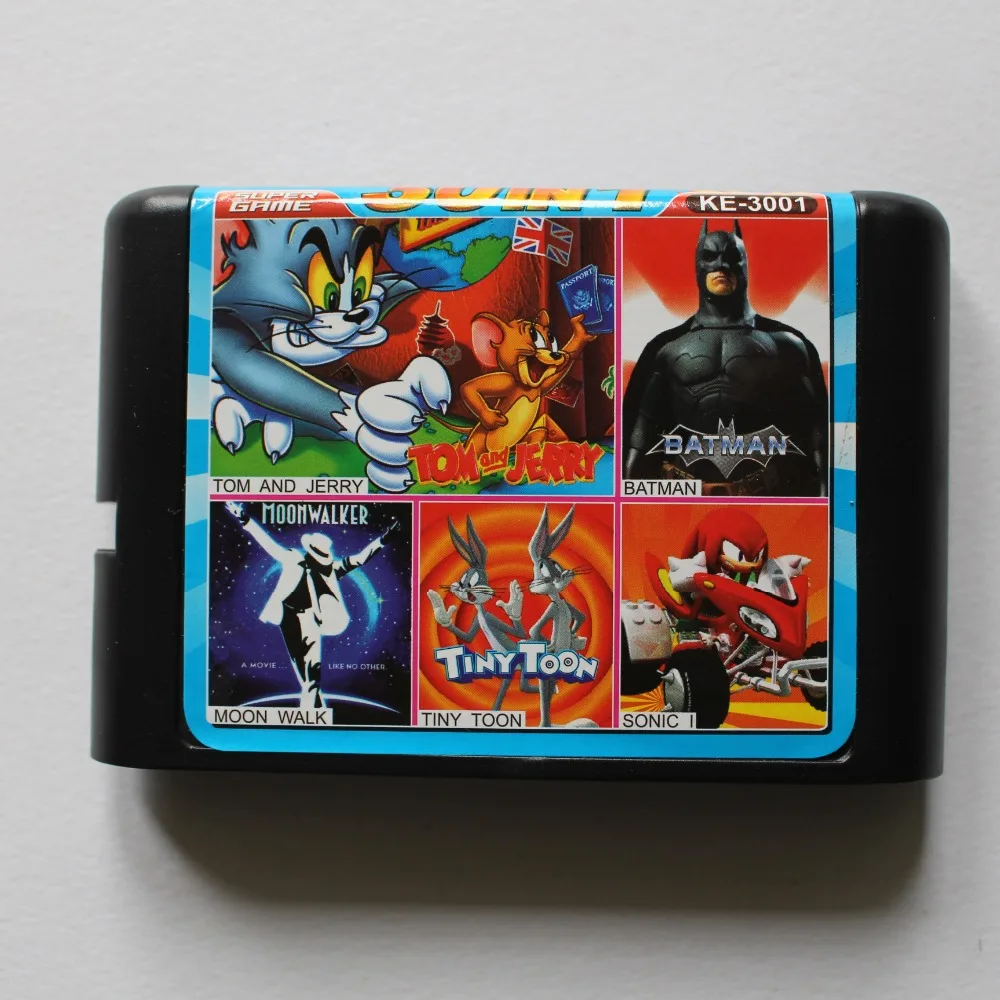 

Batman/ Tiny Toon/ Moonwalker/ Sonic/ Tom and Jerry 30-In-1 16 bit MD Game Card For Sega 16bit Game Player