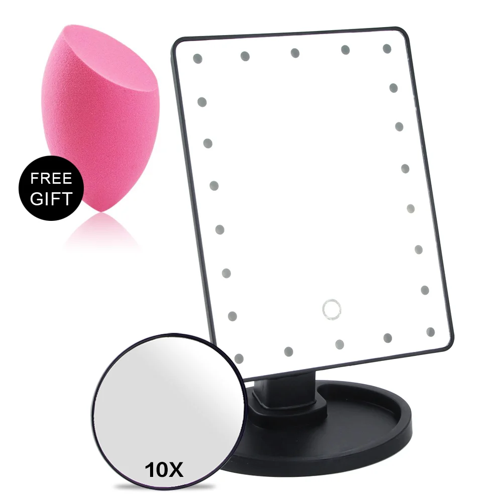 

16/22 LED Lights Touch Screen Makeup Mirror with 10x Magnifying Glass Flexible Cosmetics lighted Make Up Mirrors USB Or Battery