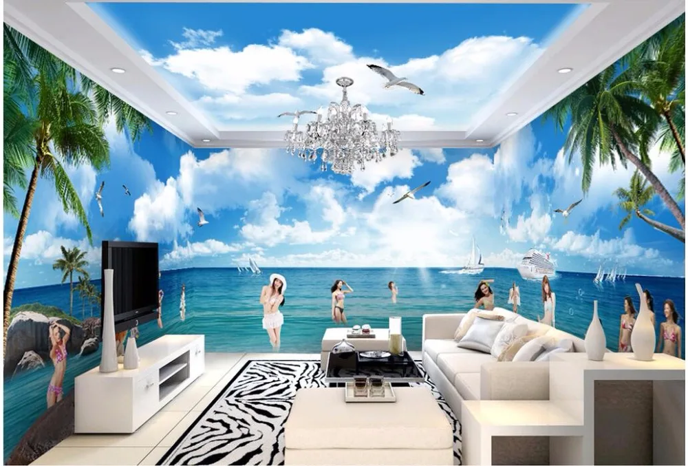 Custom Photo 3d Wallpaper The Sexy Bikini Beauty Beach Theme Space