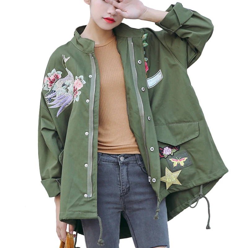 2017 Women Vintage Floral Embroidery Jacket Stand Neck