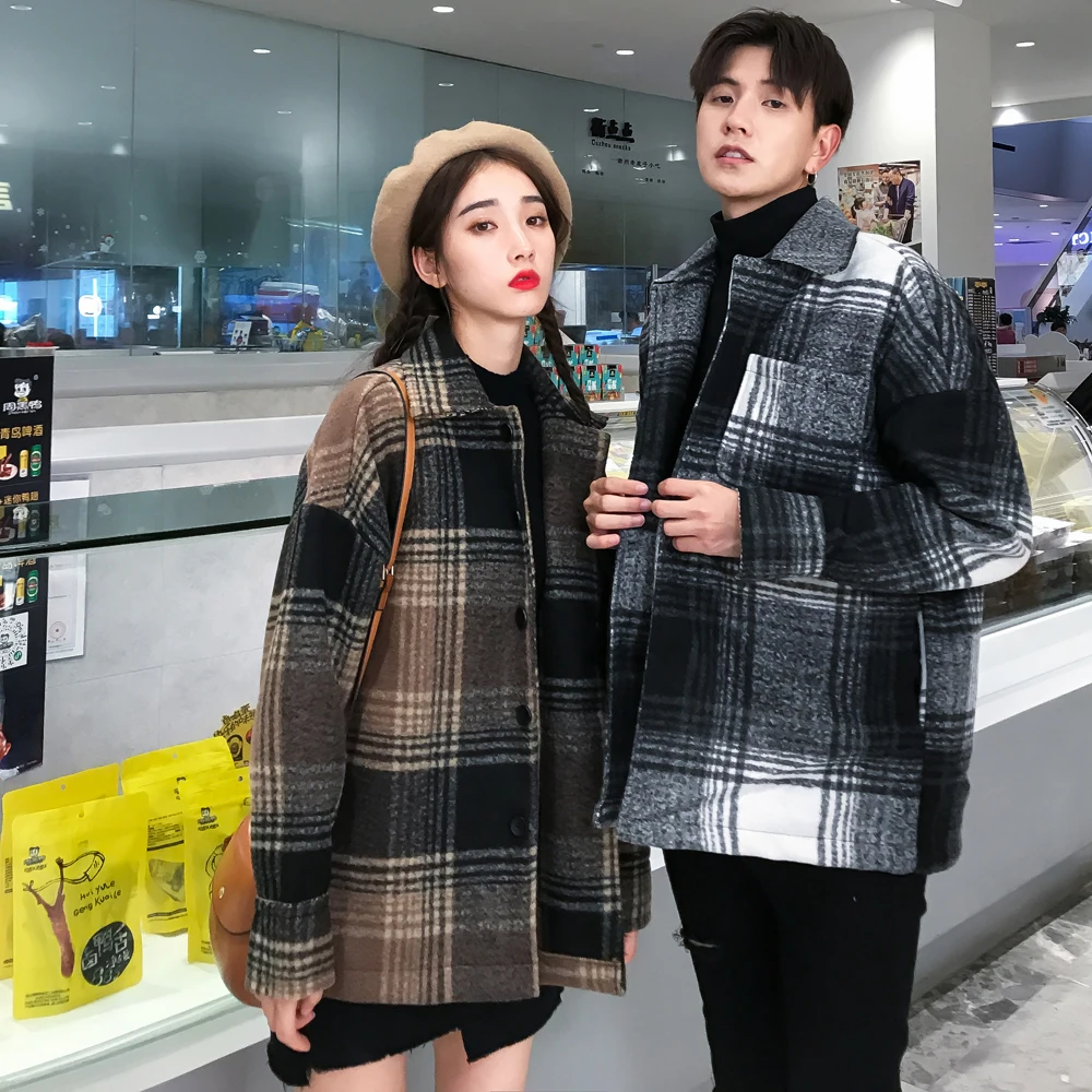 Privathinker Women Wool Coat Winter 2018 Woman Plaid Coats And Jackets Women Casual Korean Windbreaker Couple Fall Warm Outwear Privathinker Women Wool Coat Winter 2018 Woman Plaid Coats And Jackets Women Casual Korean Windbreaker Couple Fall Warm Outwear