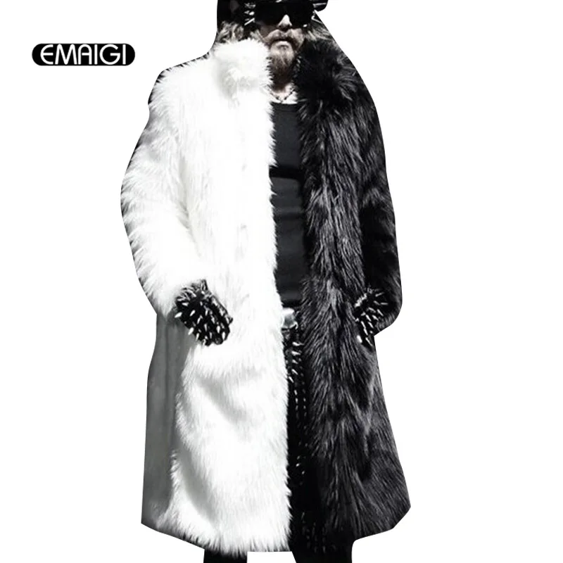 Men Fur Coat Winter Plus Size Faux Fur Coat Men Punk Parka Jackets