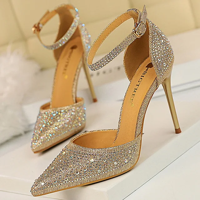 $US $16.11 BIGTREE Shoes Hot High Heels Sexy Women Pumps Buckle Women Shoes Rhinestone Women Sandals Wedding S