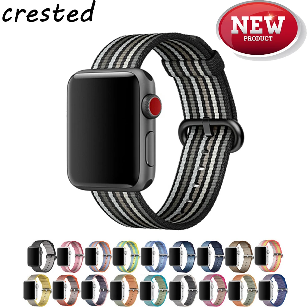 

CRESTED Woven nylon strap For apple watch band 42 mm 38 mm sport wrist bracelet watchband band for iwatch Series 3 2 1 Edition