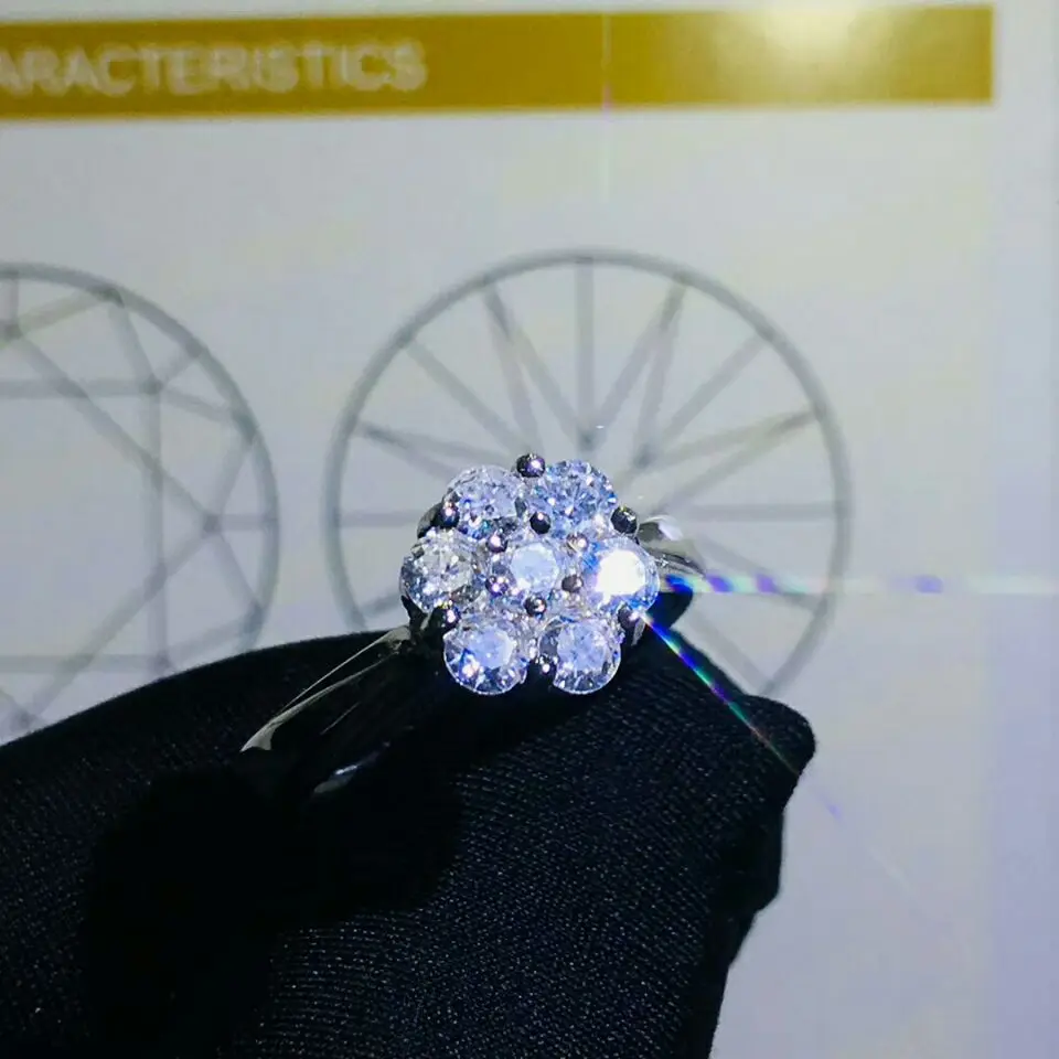 [MeiBaPJ Moissanite драгоценный камень Мода 3 мм кольцо с бриллиантом VVS1 925 пробы серебряные ювелирные изделия для женщин