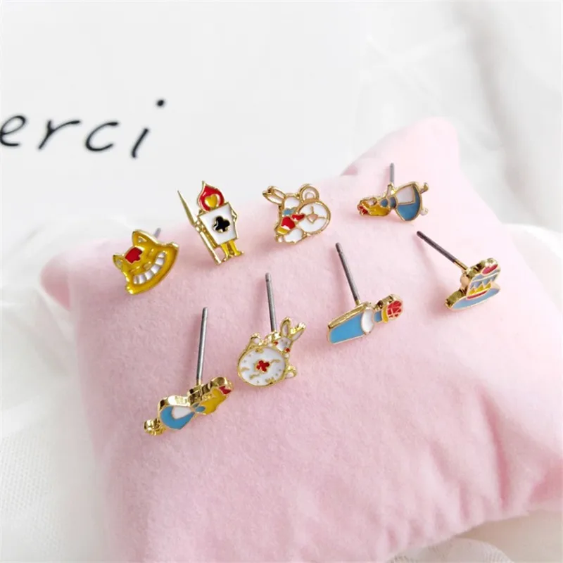 

XEDZ Creative Korean Cartoon Fairy Tale Alice Earrings Wild Bunny Fashion Women's Accessories Ear Clip Jewelry
