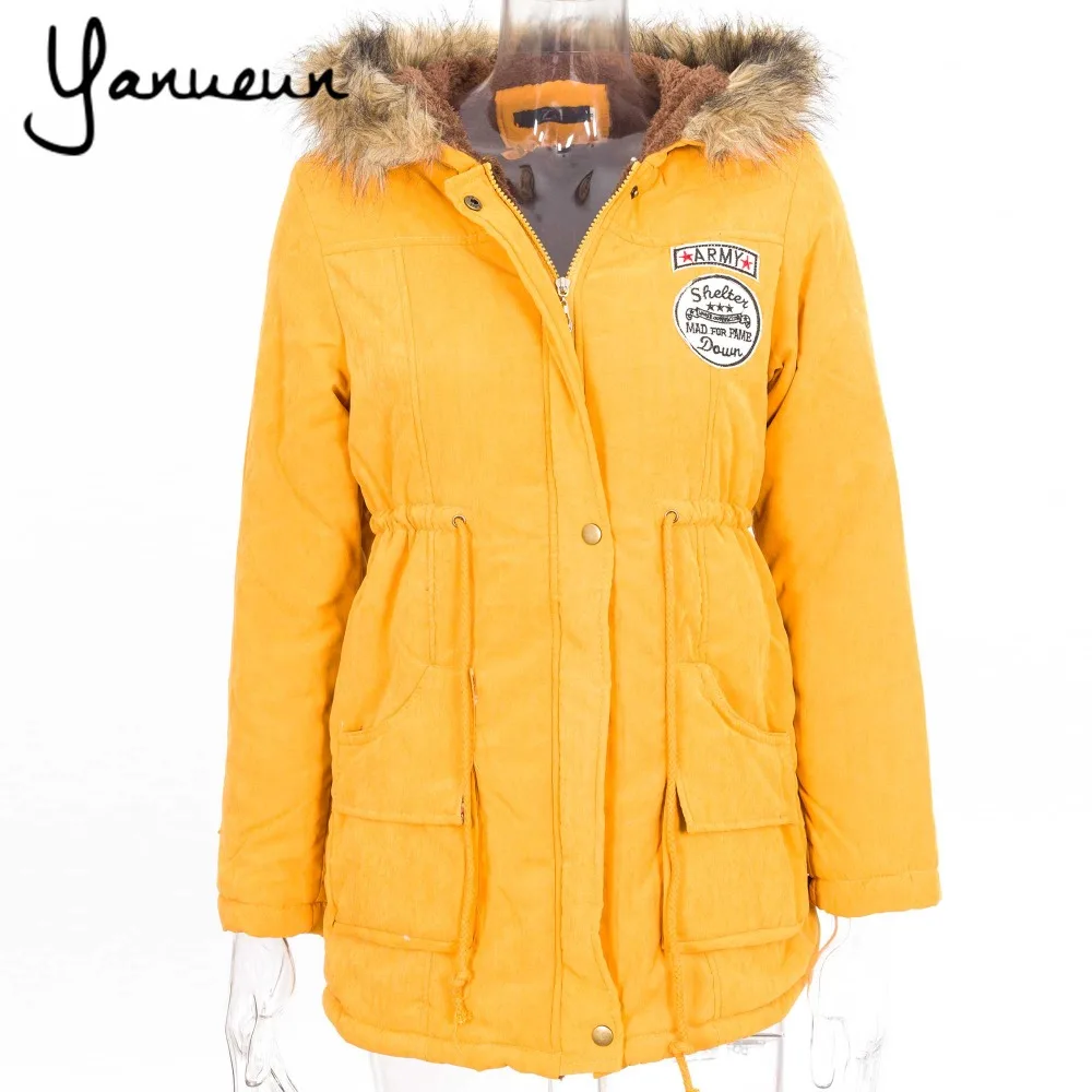

colorful Apparel Parka  Winter Coat Women Thickening Dress Cultivate One's Morality Gathered Waist Military Hooded Coat  B-2022