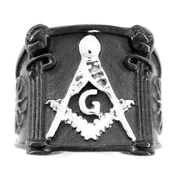 

FANSSTEEL Stainless steel Jewelry free masonary ruler and square sunny masonic ring FSR09W77B