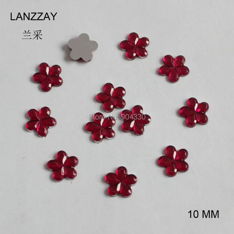 

Free Shipping LANZZAY 1000pcs Rose 10MM Blossom Flatback Rhinestone Acrylic Diamond Jewelry Garment Crafts DIY Decoration