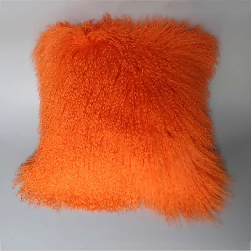 Натуральная Овечья меховая наволочка монгольская лампа меховая наволочка плюшевая меховая наволочка из шерсти ягнёнка меховая подушка чехол MS. SOFTEX - Цвет: Оранжевый