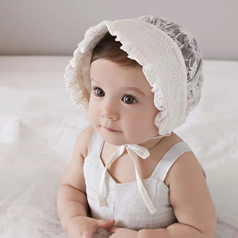 

Baby Lace Hats Caps Lovely Girl Lace Infant Baby Newborn Kids Flower Beanie Bonnet Headdress Hat for 3-24 months