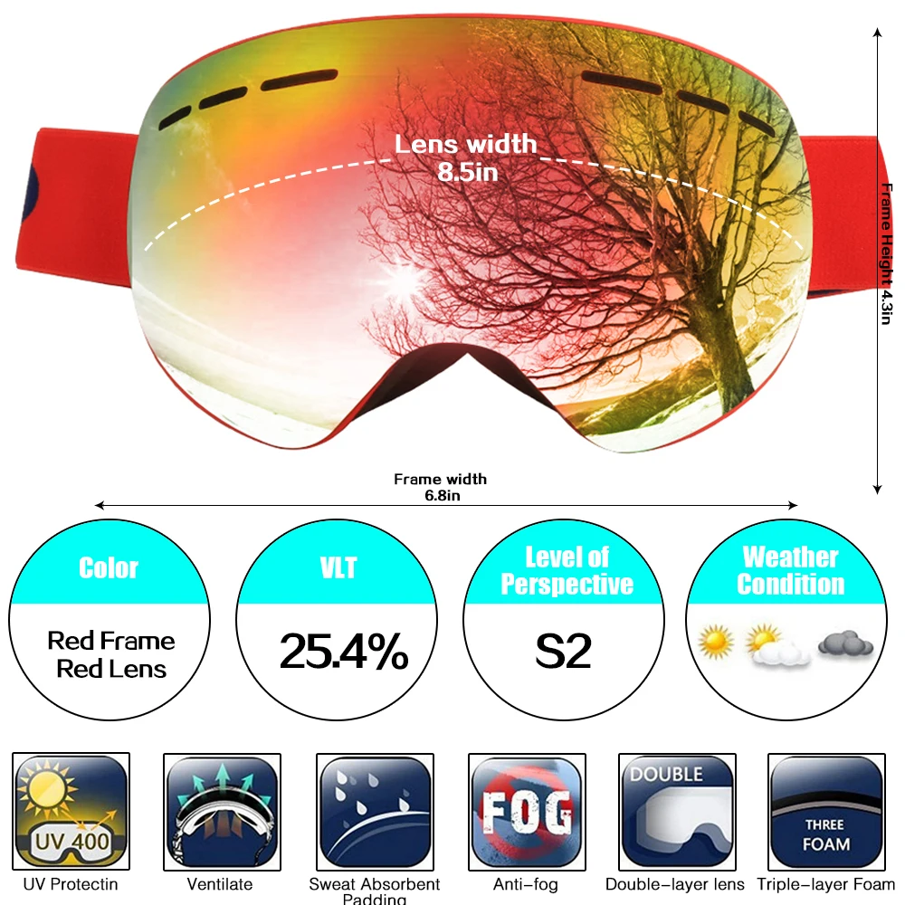 Магнитные лыжные очки от бренда Jiepolly, профессиональные лыжные очки для сноуборда, лыжные очки, лыжные очки, лыжная маска, противотуманные двойные линзы