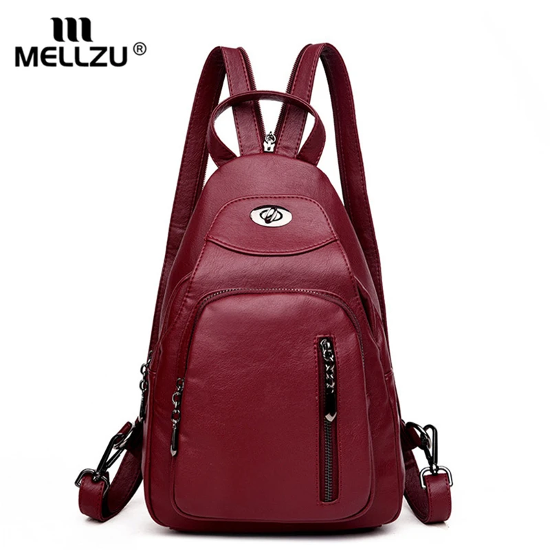 

Mellzu Female Chest Bag Korean Version Soft Leather Casual bags Simple Wild Multi-Function Backpack Large Capacity Diagonal