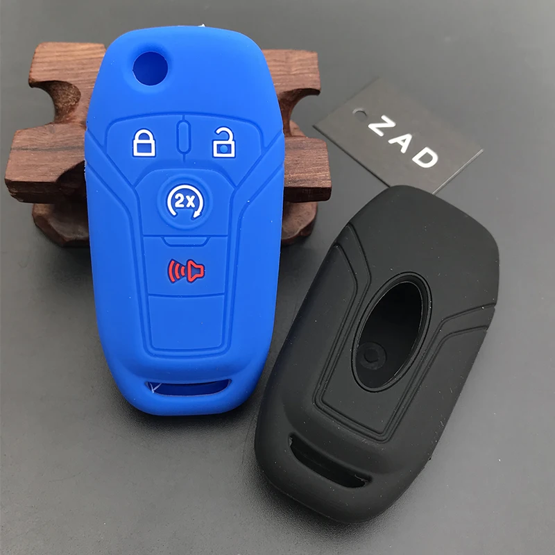 Чехол для автомобильного ключа ZAD силиконовый ford Fusion 2013 2014 2015 Fiesta Mustang F150 4 кнопки