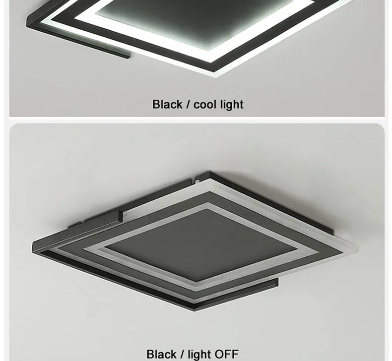 Современный светодиодный потолочный светильник, металлические потолочные лампы для спальни, столовой, квадратный поверхностный монтаж, светодиодный светильник s Black lampara Techo