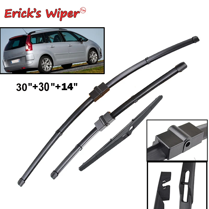 Juego de escobillas de delanteras y traseras de Erick para Citroen C4 Grand Picasso C4 Picasso 2008 parabrisas 30 "30" 14"| Limpiaparabrisas| -