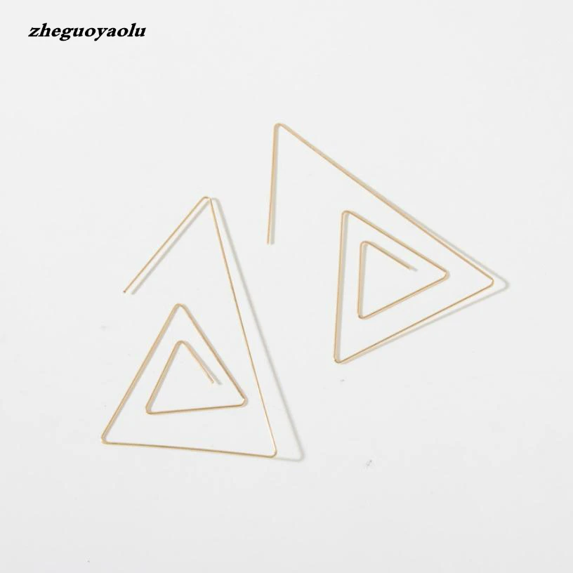 

New Simple Wild Versatile Paper Clip Geometric Triangle Earrings Personality Net Red Tide People Earrings Jewelry Wholesale