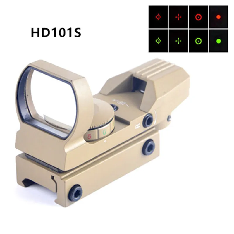 Тактический зубчатый рифлескоп с прицелом 11 мм 20 мм Rail Airsoft Red Dot голографический рефлекс 4 Сетка зеленый прицел для прицелов - Цвет: HD101S