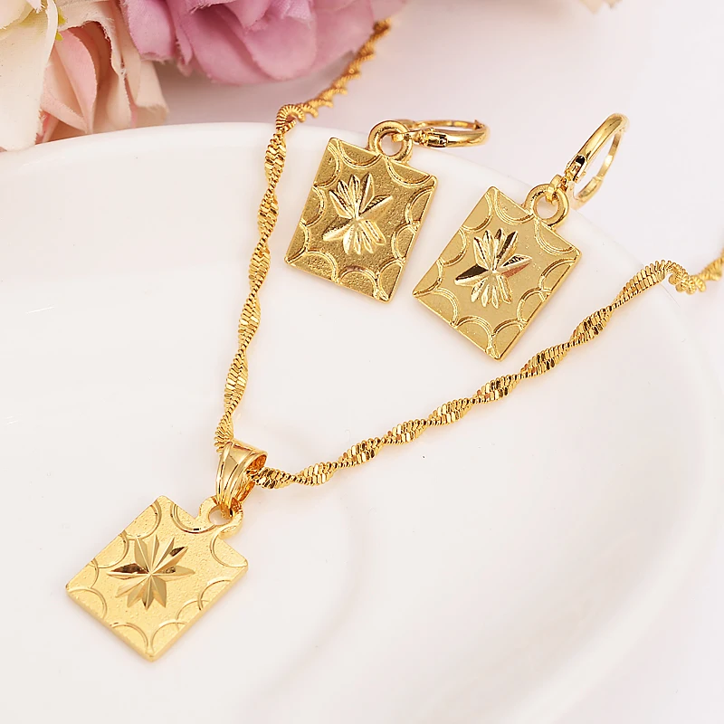 

Bangrui african dubaii india arab Fashion Necklace Earring Set Women Party Gift Gold Color squareNecklace Earrings Jewelry Sets