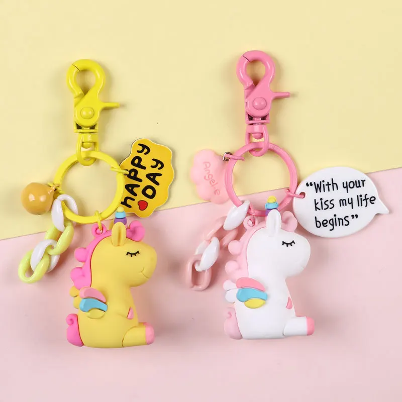 

Rainbow Unicorn Keychain for Women Bag Ornament Animal Key Chain Porte Clef keyring Bag Decoration