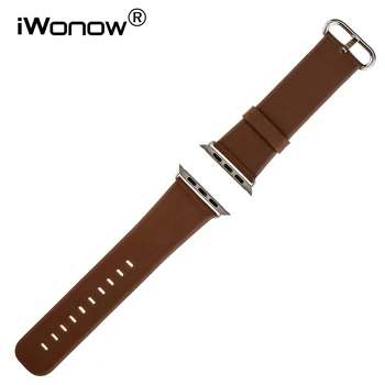 

Genuine Leather Watchband for iWatch Apple Watch 38mm 42mm Band Stainless Buckle Strap Wrist Belt Bracelet Black Brown + Adapter