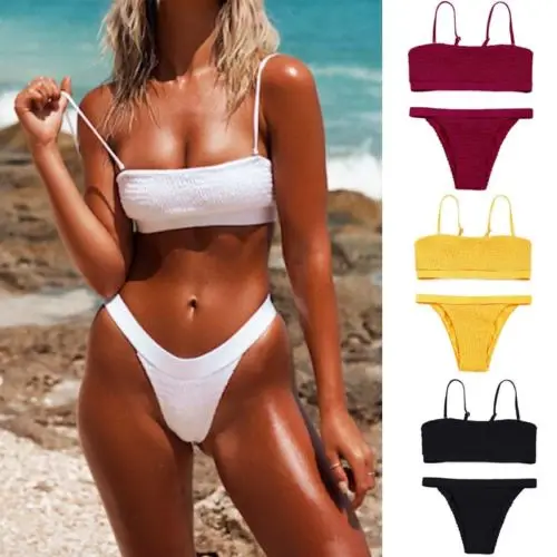 

2018 New Women Two-Piece Push-up Padded Bra Bandage Bikini Set Swimsuit Triangle Swimwear Bathing Beachwear