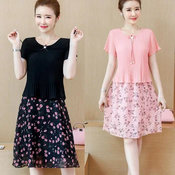 

plus size L-5XL XXL XXXL 3XL XXXXL 4XL dress fat Business women woman summer Patchwork Floral slim Casual office work dresses