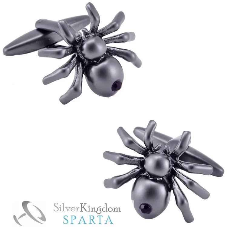 

SPARTA Lifelike spider black widow Tungsten Electroplated cufflinks men's Cuff Links + Free Shipping !! metal buttons