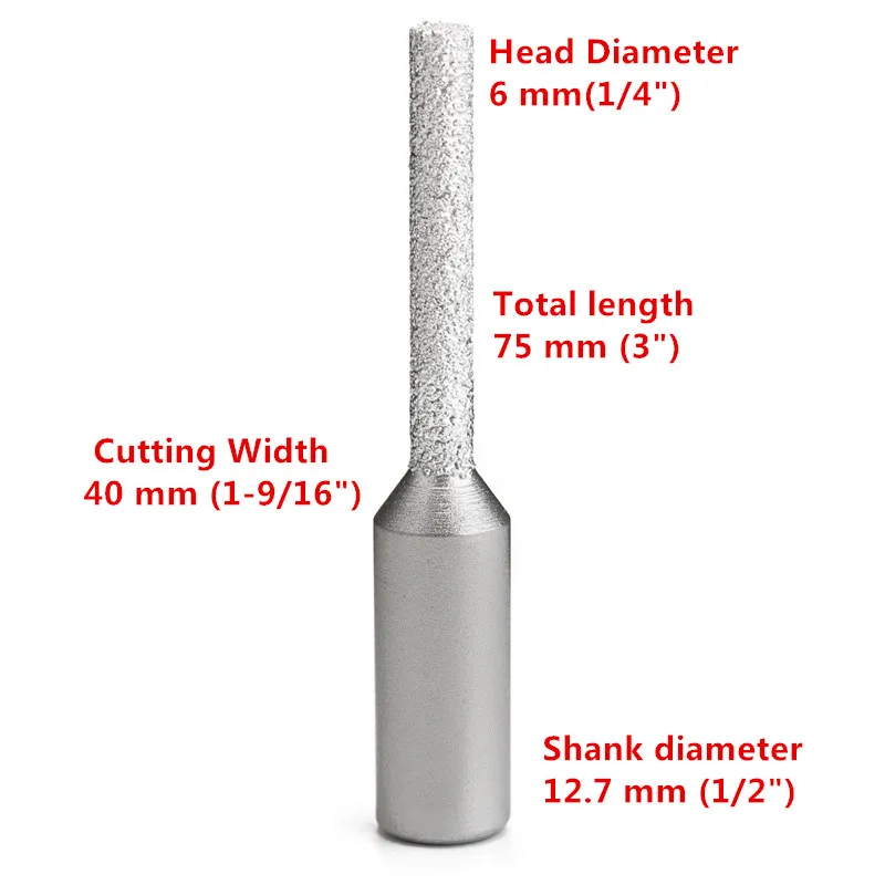 

6/8/13.3 mm Head Dia. Brazed Cylindrical Diamond Profile Wheel CYLINDER Router Bit