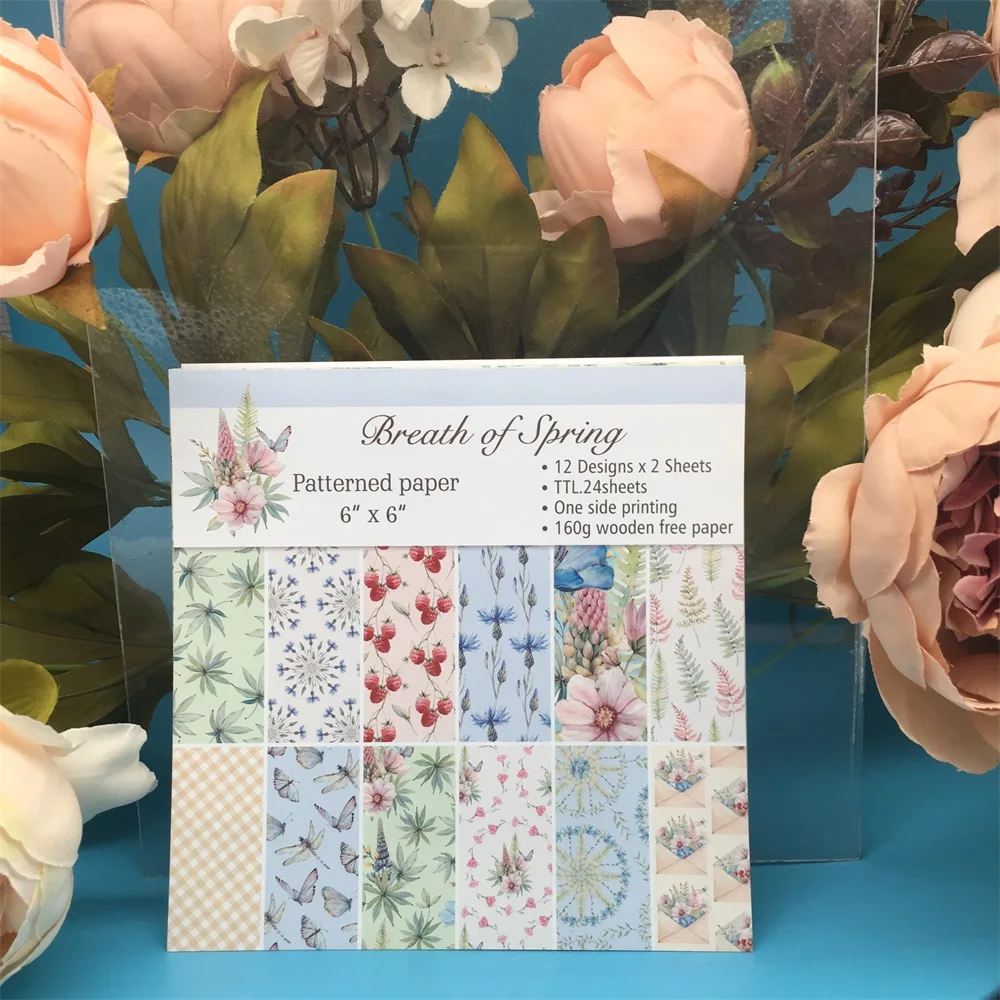 

12pcs/Pack 6*6inch Breath of Spring Patterned Paper Pack for Scrapbooking DIY Happy Planner Card Making Journal Project