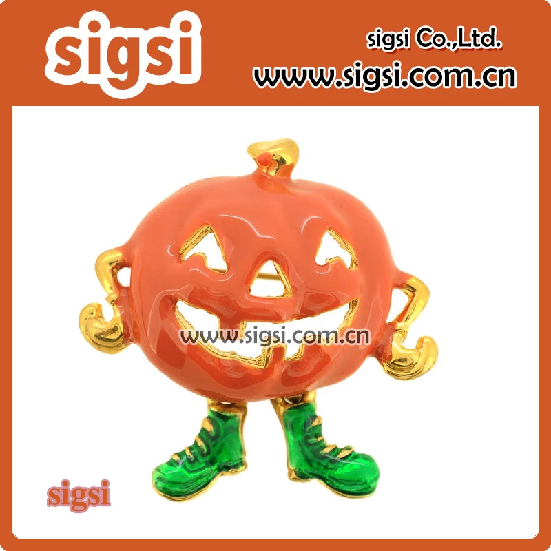 

Funny face Holloween Enamel Gold pumpkin brooch pin