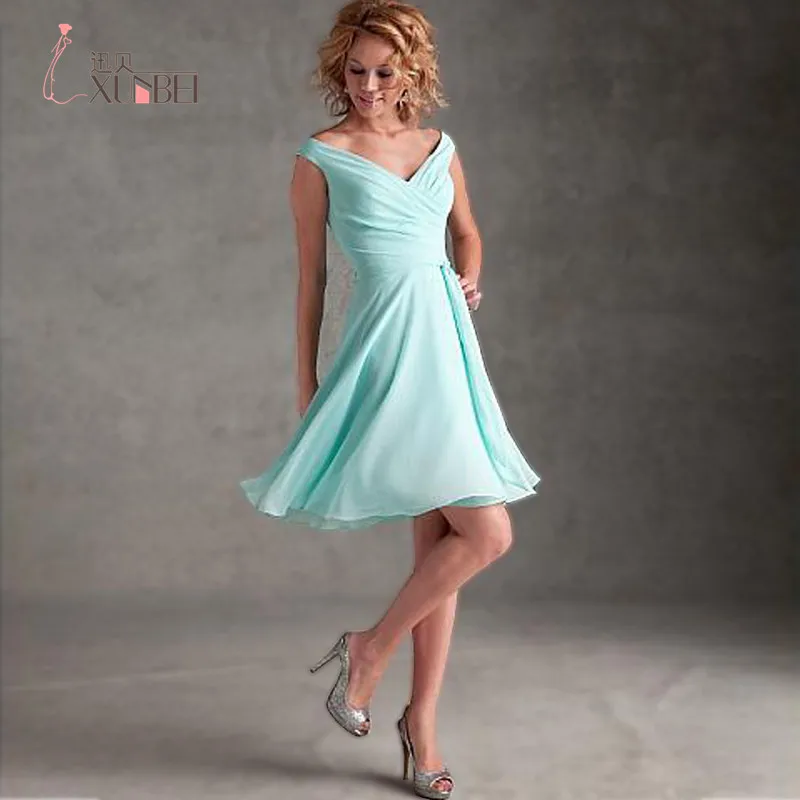 New Arrival Short Ruched Chiffon Bridesmaid Dresses 2017 Baby Blue Prom