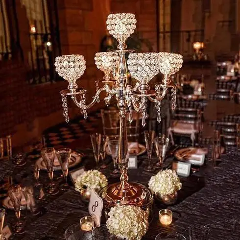 웨딩 5 팔 candelabra 크리스탈 촛대 결혼 장식 장식 캔들 홀더 파티 이벤트 행사 기념일 장식
