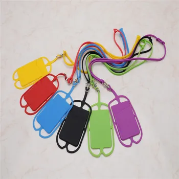 

1PC Cute Universal Silicone Cell Phone Holder Lanyard Badge Holder Hang Rope for ID Card Solid Color Phone Case Cover Neck Strap
