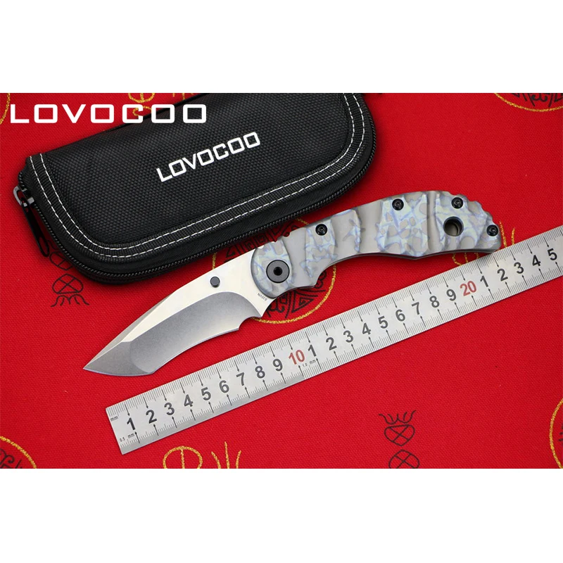 

LOCOVOO BURNING Flipper folding knife S35VN blade Titanium handle Outdoor camping hunting pocket knives EDC tools Survival
